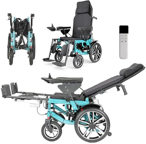 Full-Recline Electric Wheelchair, Electrically Adjustable Backrest & Leg Supports, Adults Seniors Heavy-Duty Power Mobility Chair, N.W. 40Kg, 600W Output, 20Ah Lithium Battery (Remote Recline Mint)