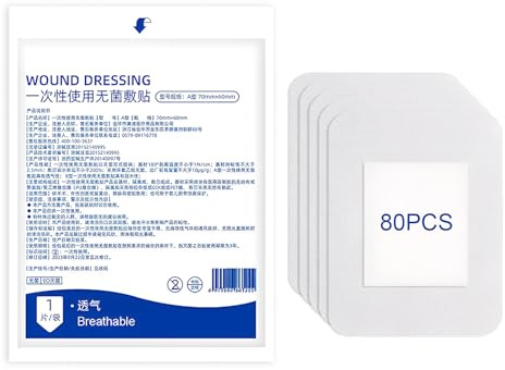80 Piezas Apositos Adhesivos, 6 X 7 CM Apósitos Estériles, Tiritas Cicatrizantes, Envueltos Individualmente, Transpirables Y Respetuosos Con La Piel, Elementos Esenciales Para Un Botiquín Doméstico
