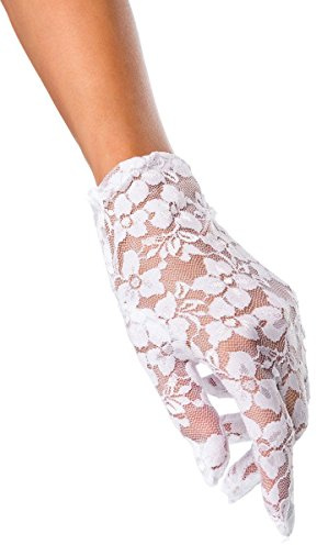 Schwarz/Rot/Weiß Spitze Hochzeitshandschuhe für Damen, 52 W, One size