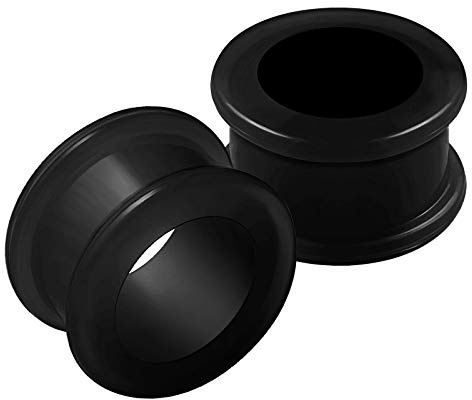KJM FASHION 2 Stk Silikon Schwarz 18 mm 11/16 Fleischtunnel Tunnel Ear Plug Ohren Stecker Dehnstab Ringe Eyelet Piercing Schmuck 2608