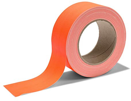 Modulär tygband Gaffa, neonfärgad tejp av PE-belagt tyg, starkt självhäftande gaffétejp med naturgummi, bredd 50 mm x längd 25 m, 0,36 mm tjock, matt neonorange