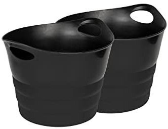 Kreher Mehrzweckkorb 42 L 2er-Set, flexibel & strapazierfähig (Schwarz) | Robuster Kunststoffkorb für Garten und Haushalt, ideal für Laub, Holz oder Wäsche, mit zwei Tragegriffen