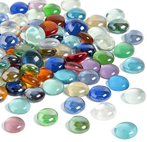 HAKACC Bunte Glassteine & Muggelsteine 200-220 Stück 900g|15-20mm Farbige Glasnuggets für Aquarium, Vasenfüller, Hydrokultur & Deko|Hochwertige Mischfarben Ziersteine, Ideal für DIY-Projekte