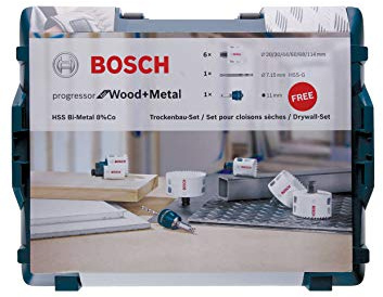 Bosch Professional Coffret de 8 Scies Trépan Progressor for Wood & Metal Set Trockenbau (pour bois et métal, Ø 20-114 mm, L-Boxx, Accessoire pour Perceuses)