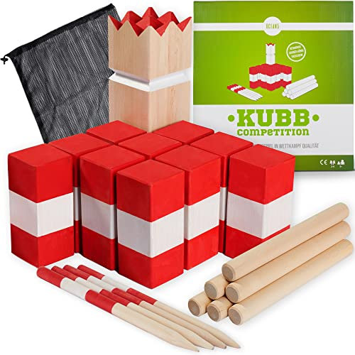Ocean 5 Original Kubb Competition XXL | Wikinger Spiel, Holz - Birke | Premium Holzspiel aus Massivholz | Outdoor Schwedenschach für Kinder und Erwachsene | Kubb Spiel extra groß