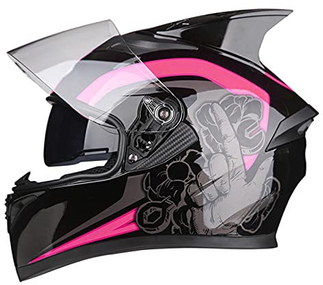 Modular-Helm Integralhelme Flip-Up Motorradhelm Sturzhelm Rollerhelm Erwachsener Herren & Damen DOT/ECE-Zertifizierung Klapphelm Full-Face Motorcycle Helmet Jet Helm Mopedhelm,Rosa,L