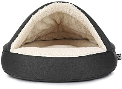 Mypado Shell Mono Hundehöhle mit Strukturstoff - die Kuschel Oase für den Hund Größe L, Füllung Schaumstoff, Anthrazit