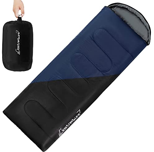 Clostnature Leichter Camping Schlafsack, 3-4 Jahreszeiten Deckenschlafsack | Outdoor Schlafsack Kleinem Packmaß, Schlafsäcke für Erwachsene, Sommer, Winter, Warm, Packsack, Reisen(Reißverschluss links)