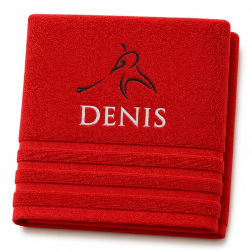 Pet-Jos Personalisiertes Handtuch mit Namen Schön gestickter Sport Name Handbadetuch 100% Baumwollhandtuch Sportliche Motive Personalized Custom Towel with Name (140 x 70 cm, Eishockey)