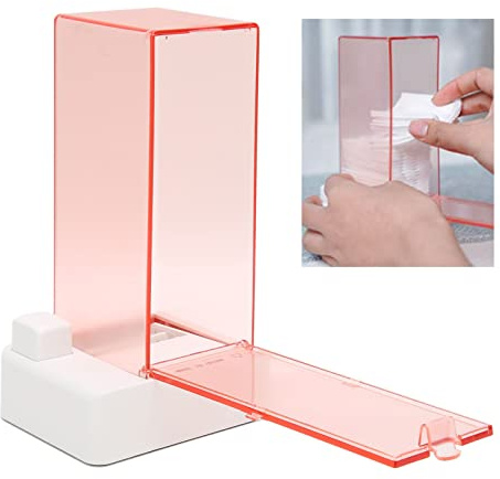 Sonew Distributeur Automatique De Coton Pressé, Boîte Carrée En Plastique PC, Fond Antidérapant, Facile À Transporter, Aspect Transparent Rose