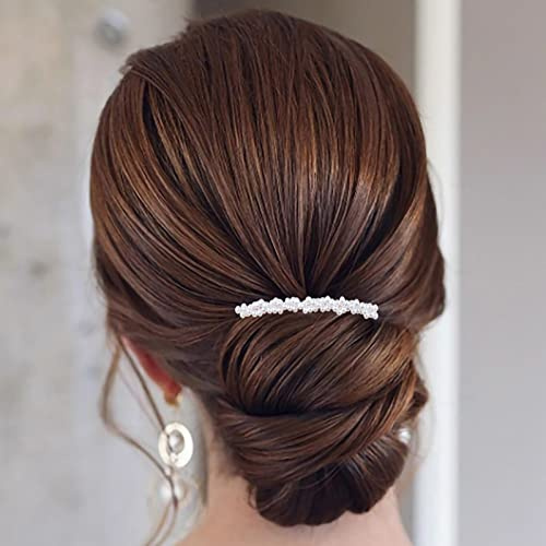 Aneneiceera Braut Hochzeit Perle Haar Kamm Clip Gold Haar Seite Kämme Perlen Haar Kamm Perle Kopfbedeckungen Braut Haar Stück Brautjungfer Haar Zubehör Für Frauen Und Mädchen (Gold F)