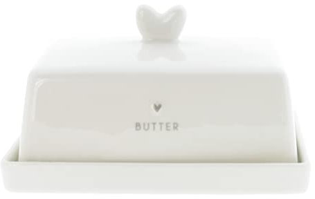 BC Butterdose BUTTER Heart Keramik weiß grau Küchenaccessoires Kochen Aufbewahrung gedeckter Tisch