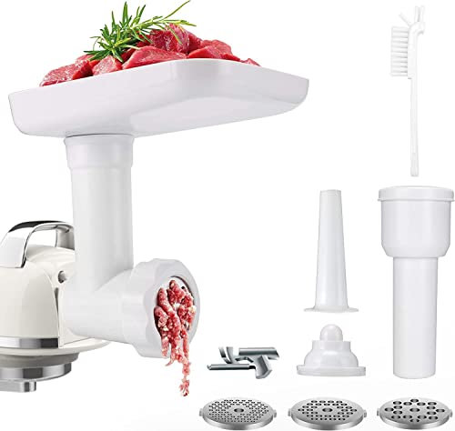 Fleischwolf kompatibel für ZACME Wurstfüllmaschine mit 3 Mahlscheibe 2 Wurstfüllhörner,Optionales Zubehör für ZACME Standmixer