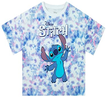 Disney Lilo and Stitch T-Shirt | Tie Dye Stitch Clothing for Kids | Girls' T-Shirts | 10-11 Years Multicoloured