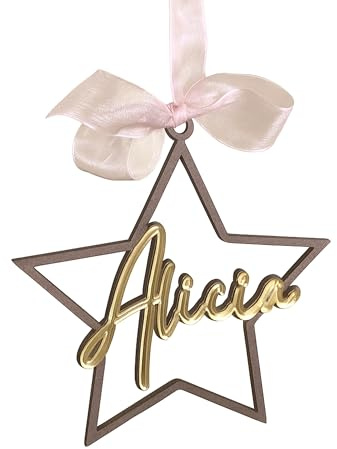 FranJohnsonHouse Personalisierter Stern mit Name, Weihnachtskugel, Christbaumschmuck, Weihnachtsschmuck, Weihnachtsbaum Weihnachts-Geschenk Personalisierter Weihnachtsstern Ornament