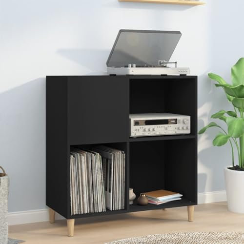 Prissent Mobile porta dischi in legno multistrato – Mensola multifunzione, libreria, porta CD, TV, nero