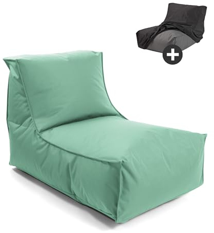mokebo Sitzsack mit Schutzhülle für Kinder & Erwachsene 'Der Sundowner', Bean Bag mit Füllung oder Bodenkissen für Indoor & Outdoor, auch als Liegekissen, Relaxliege oder Liege in Eukalyptus Grün