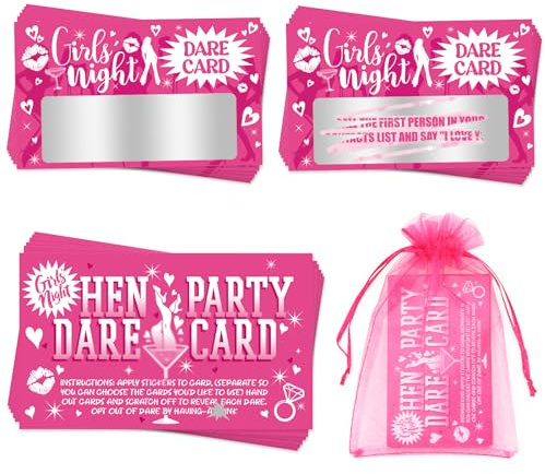 HOWAF 40Pcs Hen Party Games Scratch Off Dare Cards, Girls Night Dare Card Game Fun Hen Party Accessories Hen Do Games Hen Night Games Cards for Girls Night Out Party