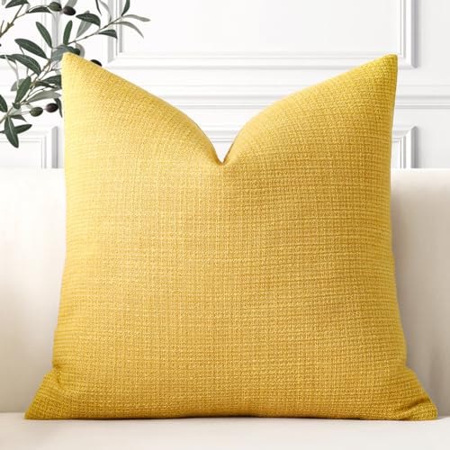 Artscope 1er Set Kissenbezug Einfarbig Wurfkissenbezug Leinen Kissenbezüge 40x40cm Moderne Dekokissen Kissenhülle Set Kissen Fall für Sofa Schlafzimmer Zuhause Dekor, Gelb