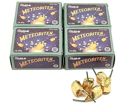 vama Funke Riesen-Meteoriten Kaliber C - Laute Knattersterne XXL mit Goldfunken, Ganzjahresfeuerwerk mit Crackling Effekt und Knallblitzen, 12 Stück je Schachtel, CE-zugelassen