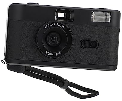 Housoutil Film Einfach 35mm mit Schwarz Blitz Kompatibel Eingebautem Vintage with Retro Kamera Filmkamera aus Abs Kunststoff Wiederverwendbare ohne Batterie zu Bedienen