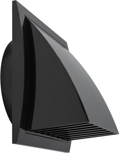 Repa Market 6 Inch (150 mm) Black Exhaust Hood Vent with Rain Cover & Backdraft Damper/ABS Plastic Wall Duct Cap/Exterior Dryer Vent Outlet/Weatherproof Protective Grill/HVAC Exhaust Cover