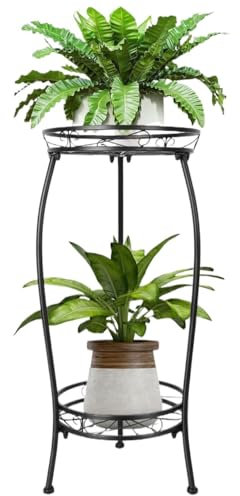 RUVOO Scaffale per Piante Portafiori Porta Piante Portavaso Alto in Metallo per Fiori, Espositore per Vasi, Mensola Angolare per Piante da Giardino in Patio Supporto Piante Supporti per Piante