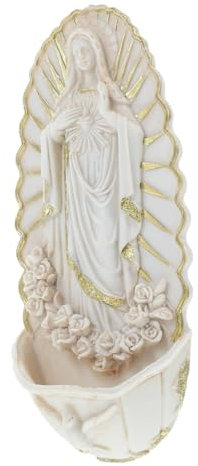 Zerodeko Holy Pool Pendant Catholic Wall Hanging Decoration Lady of Guadalupe Resin Holy Water Font for Home Church Spiritual Wall Art Hanging Decor