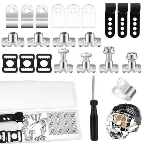 Reparaturset für Hockey, Ersatzteile für Hockey, Reparaturset aus Edelstahl, mehrere Ersatzteile | Hardware-Set inklusive Visier-Clip, J-Clip und Dichtung, mehrfarbig, 1