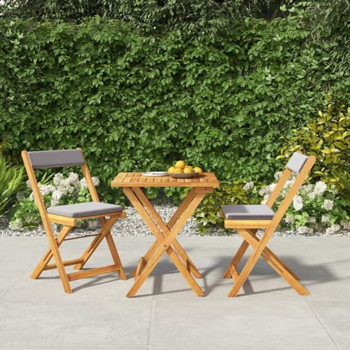 Iiaky 3-TLG. Bistro-Set Klappbar mit Kissen BalkonmöBel Outdoor Sitzgruppe Bistro Set Outdoor Balkonset Massivholz Akazie - 319705