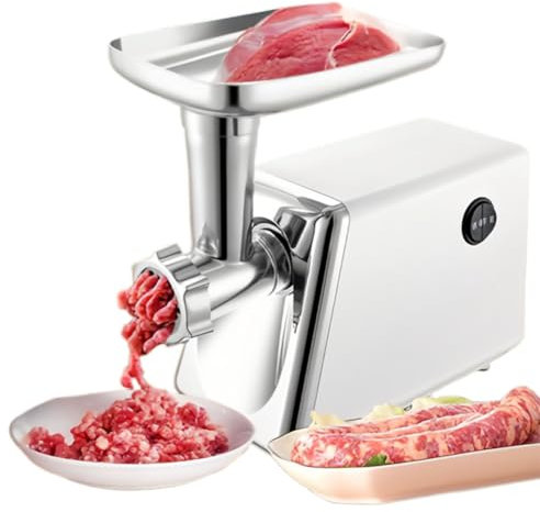 Electric Meat Grinder, 300W Sausage Stuffer Machine, Compact Meat Grinder with 1 Blade and 3 Knife Nets, Food Processing Machine with Sausage Kit, for Home and Professional Use
