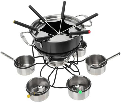 Cabilock Set per Fonduta - 1 Set di Fonduta Pratica con Pentola per Formaggio in Acciaio Inossidabile Pentola Calda per La Casa Scaldaburro Perfetta per Feste di Fonduta