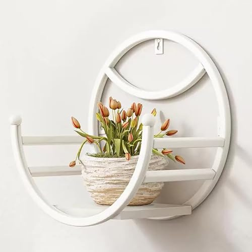EYTVYUWPT Wandmontiertes Blumenregal, Pflanzenhalter Aus Eisen Ohne Bohren for Drinnen Und Draußen, for Sukkulenten, Kräuter Und Topfpflanzen(White,25x25x15cm)