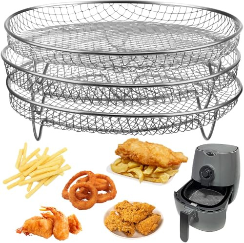 yeeplant Stapelbare Edelstahl Air Fryer Racks Set von 3 für 4.2Qt - 5.8Qt Air Fryers, Dehydrator Racks für, Gowise, Phillips