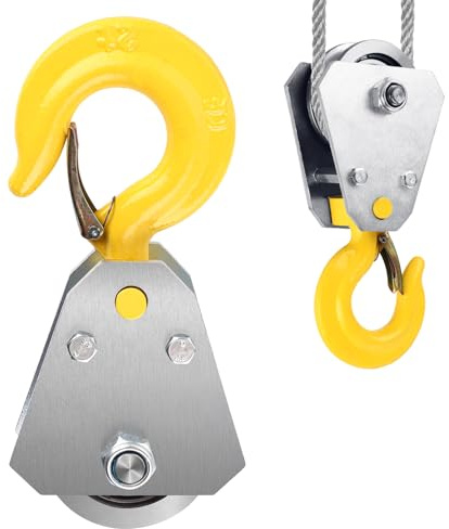 LDXDRU 2 Tonnen Umlenkrolle mit Kugellager und Haken, Umlenkrollen für 10mm Seile Stahlseil, für Seilzug Seilwinde Forst Zubehör,Umlenkrolle Seilrolle Snatchblock Windenrolle