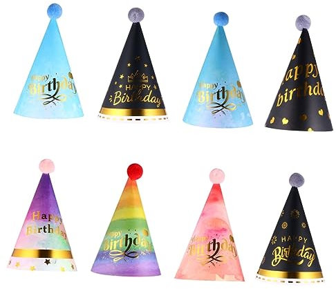 Alipis 8 Pezzi Cappellini Compleanno Fuzzy Ball Glitter da Colorati per Feste e Decorazioni Diy Accessori per Compleanni e Shooting Fotografici