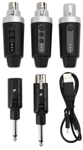 Elprico Trasmettitore e Ricevitore XLR Wireless, di Microfono Wireless UHF, di Microfono a 3 Pin per Miscelatori di Microfoni Dinamici del Condensatore, Gamma da 30 a 50 M, Batteria 7