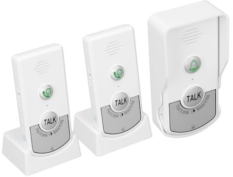 MasYosh Wireless Intercom Doorbell, 1000m IP54 2 Way Voice Intercom System with 3 Units 2 Indoor 1 Outdoor, for Household Office Hospital Hotel