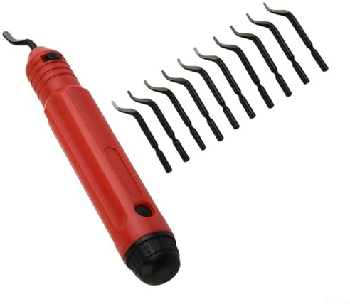 Gdfnmogo NB1100 Dreh-Entgratwerkzeug für Metall, Messing, Aluminium, PVC-Rohre und 3D-gedruckte Teile, inklusive 10 HSS-Schneidklingen, ergonomisches Aluminium