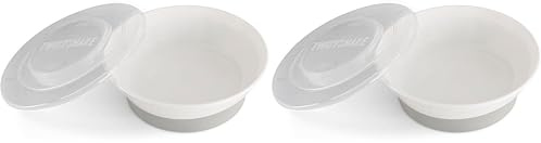 Twistshake Baby-Schüssel mit luftdichtem Deckel | BPA-freier Baby-Entwöhnungsnapf | Babyteller ab 6 Monaten | Essenstrainingsteller für Kinder | Babynahrungsschüssel | Lernschale für Kinder | Weiß