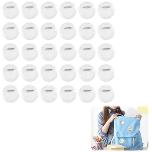 30 Pièces Badges Personnalisés, Badges en Acrylique Transparent À Épingle, D’Un Diamètre de 60mm, Faciles À Réaliser Soi Même sans Machine Spécifique, pour Customiser des Photos, des Images