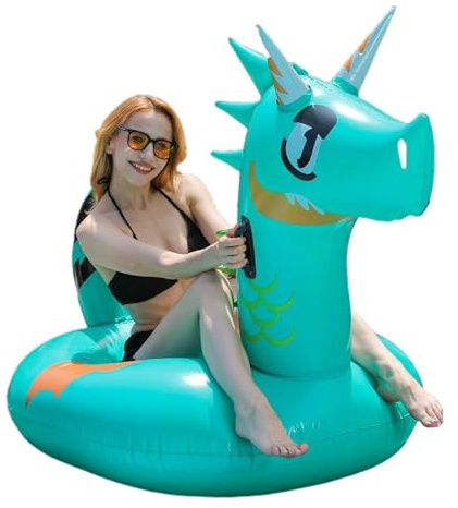 Poolschwimmer, aufblasbares Floß, schwimmender Drache, groß, aufblasbar, für Damen, Herren, Kinder, Mädchen, , Outdoor, See, Fluss, , Garten, Hof, Party