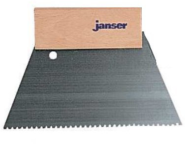 Janser A2 Adhesive Trowel / Spreader - Handle & Notched Steel Trowel - 18cm (Vinyl Flooring Hand Tool)
