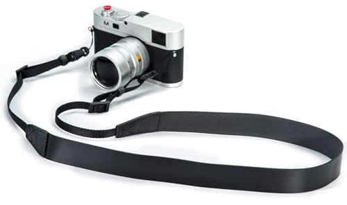 CANPIS Kameragurt aus echtem Leder, handgefertigt, Vintage, Schulterriemen für alle DSLR-Kameras, Nikon, Canon, Sony, Pentax, Leica, Olympus, Fuji, Schwarz , 157 cm