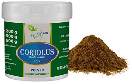 VITA IDEAL Vegan® Schmetterlings Tramente - Cori & Olus Pilz - Extrakt 100g PULVER - Natürlich, pflanzlich & ohne Zusatzstoffe, Inklusive 1ml Messlöffel.