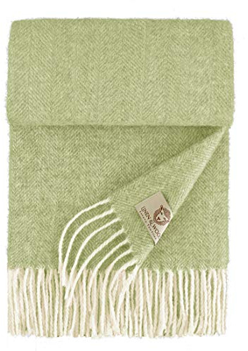 Linen & Wool Schal Damen Herren mit Fischgrätenmuster Classico - 100% Merinowolle