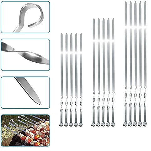 20 Stück Grillspieße EXTRA STARK 2 mm aus Edelstahl (60 cm) Grillzubehör für Mangal Spiesse Grill, Schampura Schaschlikspieße Fleischspieße Spieße, Skewers, Kebap, Pinchos Schaschlik, Grillspiesse