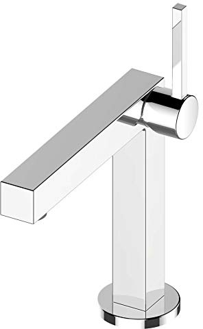 KEUCO Waschtisch-Armatur chrom für Waschbecken im Bad, mit Ablaufgarnitur Zugstange, Höhe 26,1cm, Design-Wasserhahn, Waschtischmischer, Edition 90