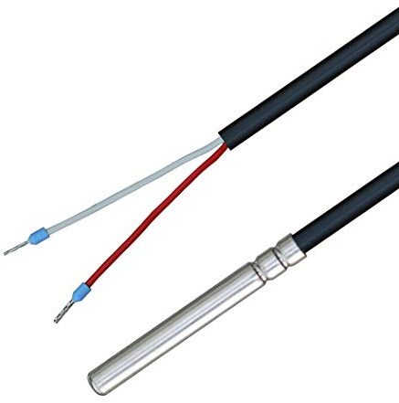 iOVEO 035HP01207 - PT100 Temperaturfühler mit PVC-Leitung 105°C, Temperatursensor, Speicherfühler, Fühler, Heizung