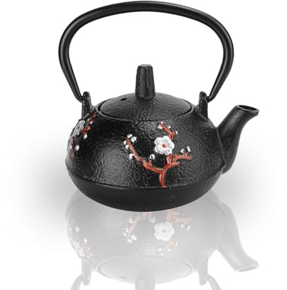 Théière en fonte, bouilloire à thé de style japonais avec infuseur amovible et prune Magpie 10 oz/0.3l
